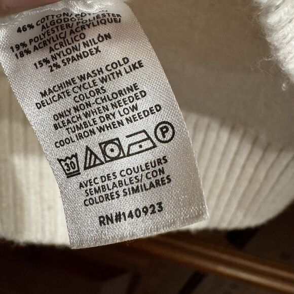 Loft Cream Nordic Fair Isle Collared Split Neck Soft & Cozy Sweater XL - Picture 14 of 16